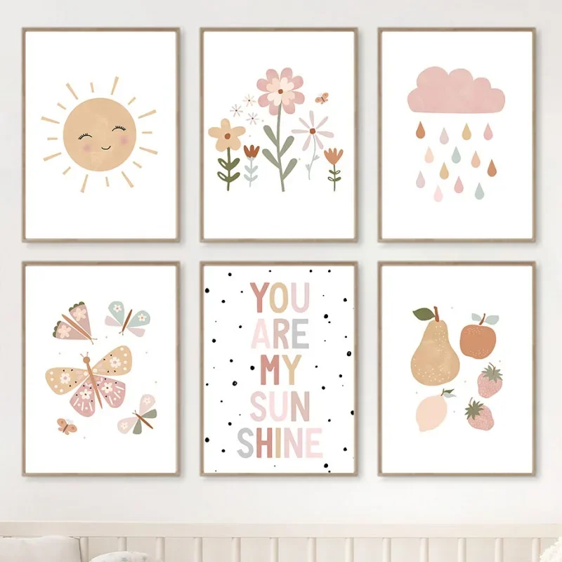 Baby Nursery Decor Girl - لوحة قماشية بدون إطار، قطعة واحدة،