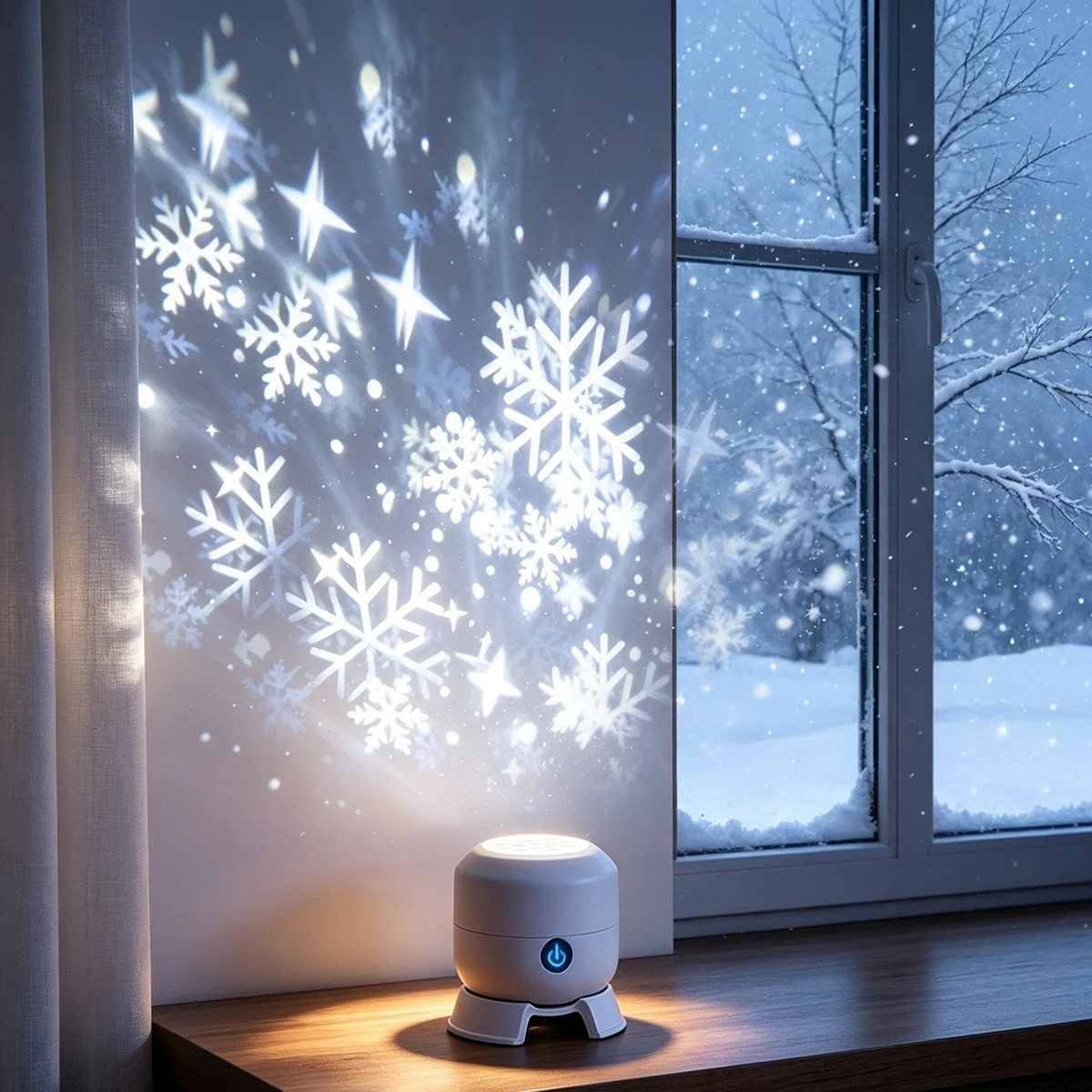Baby Nursery Wall Lights - مصباح عرض نجوم وندف الثلج الدوّار