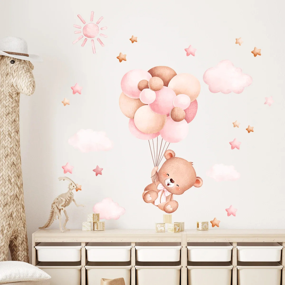 Baby Girl Nursery Quotes - ملصق حائط على شكل دب بالون