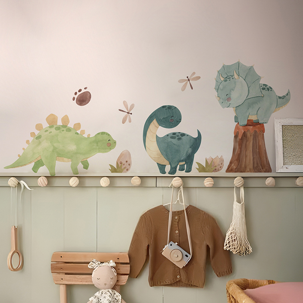 Baby Nursery Decor Girl - ملصقات حائط ديناصور ، أبجدية دينو