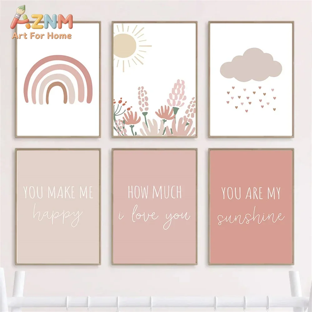 Baby Girl Nursery Quotes - لوحة فنية جدارية قماشية بتصميم بوهو